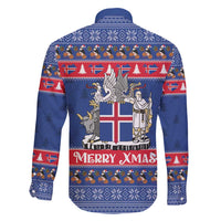Iceland Christmas Family Matching Long Sleeve Bodycon Dress and Hawaiian Shirt Coat Of Arms Christmas Pattern - Wonder Print Shop