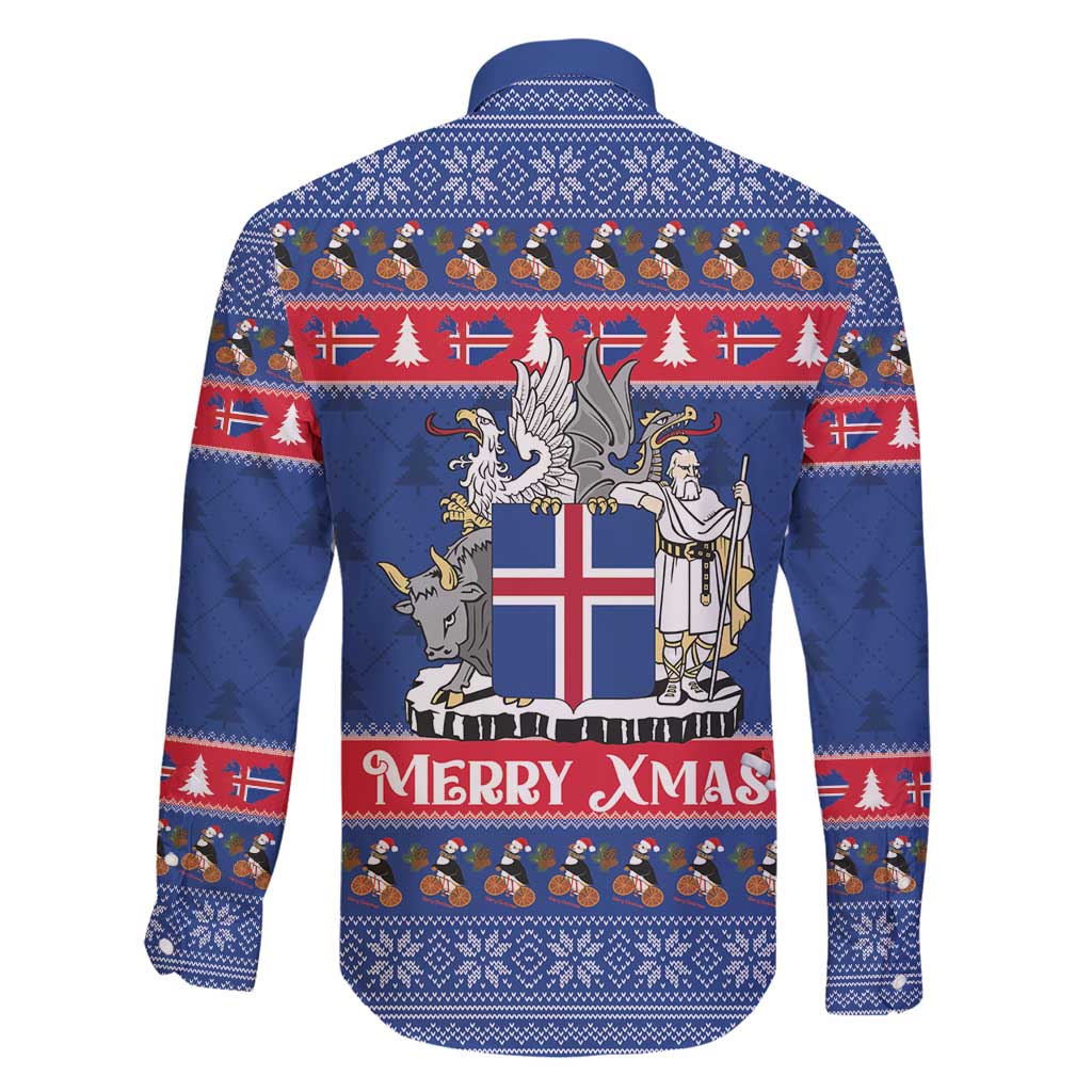 Iceland Christmas Family Matching Tank Maxi Dress and Hawaiian Shirt Coat Of Arms Christmas Pattern - Wonder Print Shop