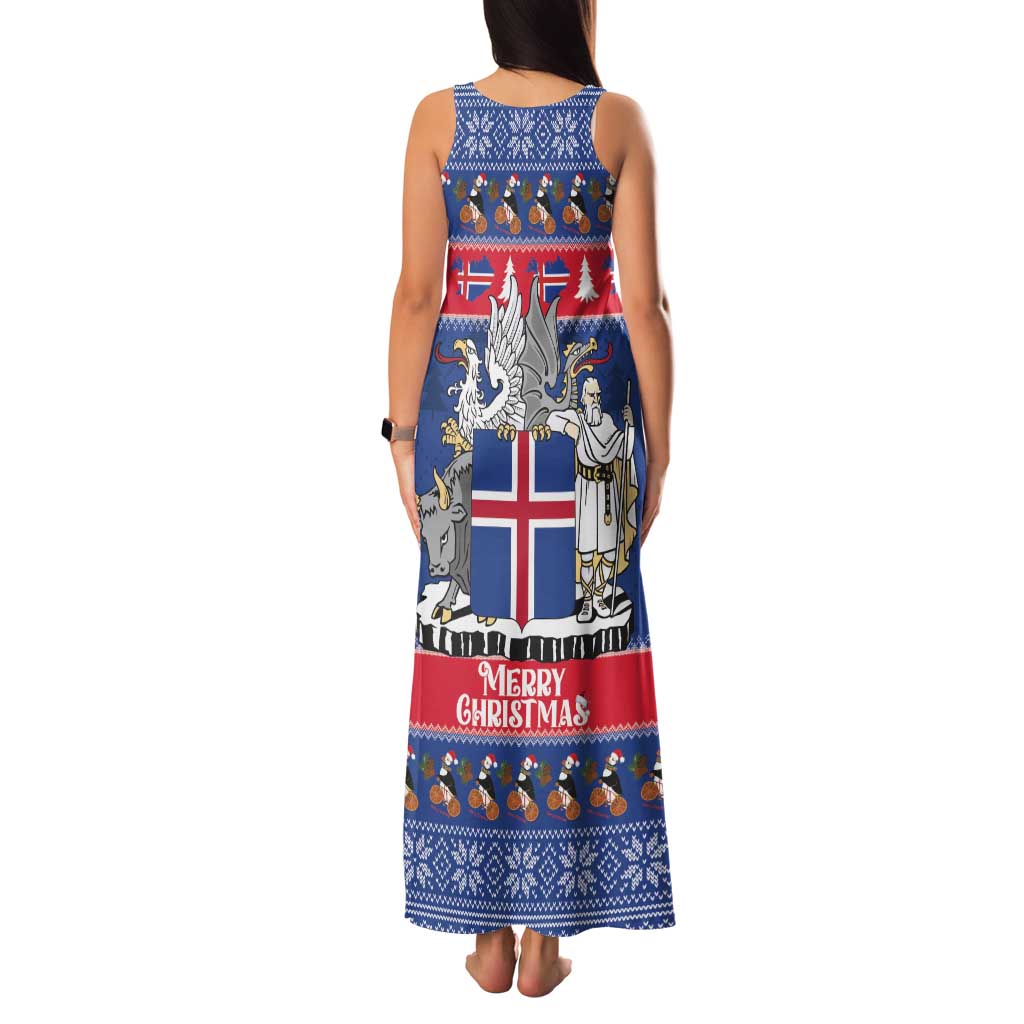 Iceland Christmas Family Matching Tank Maxi Dress and Hawaiian Shirt Coat Of Arms Christmas Pattern - Wonder Print Shop