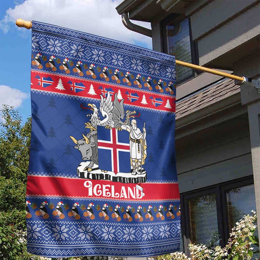 Iceland Christmas Garden Flag Coat Of Arms Christmas Pattern - Wonder Print Shop