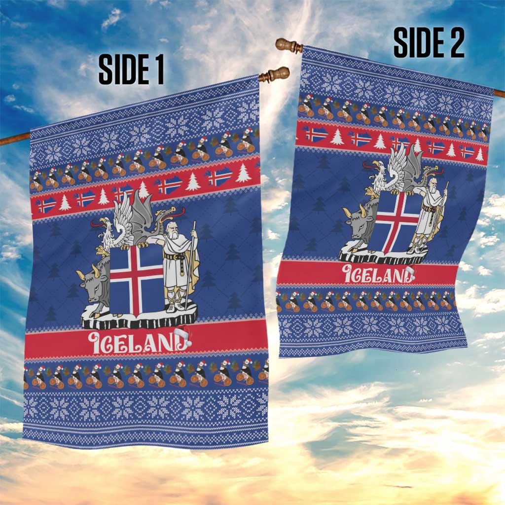 Iceland Christmas Garden Flag Coat Of Arms Christmas Pattern - Wonder Print Shop