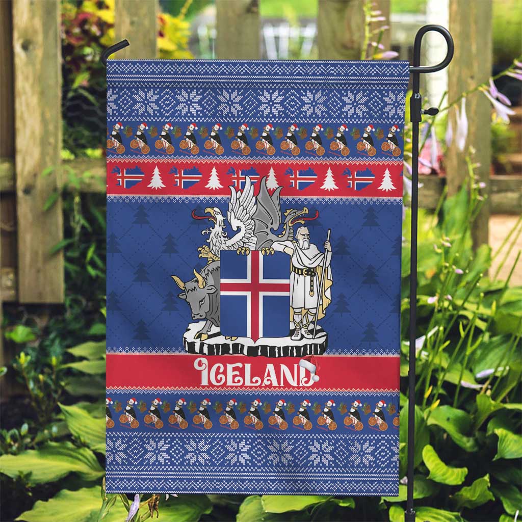 Iceland Christmas Garden Flag Coat Of Arms Christmas Pattern - Wonder Print Shop