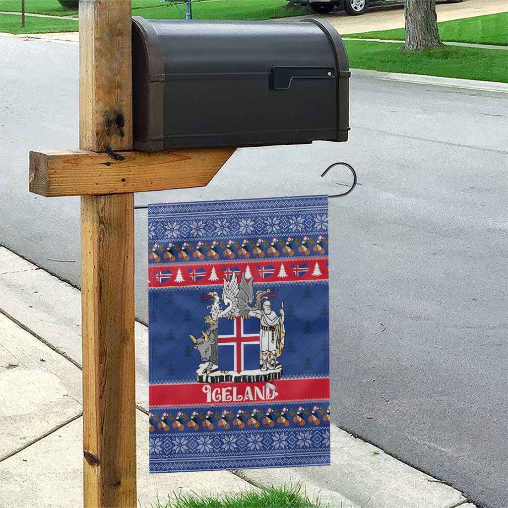 Iceland Christmas Garden Flag Coat Of Arms Christmas Pattern - Wonder Print Shop