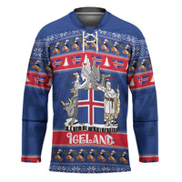 Iceland Christmas Hockey Jersey Coat Of Arms Christmas Pattern - Wonder Print Shop