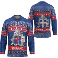 Iceland Christmas Hockey Jersey Coat Of Arms Christmas Pattern - Wonder Print Shop
