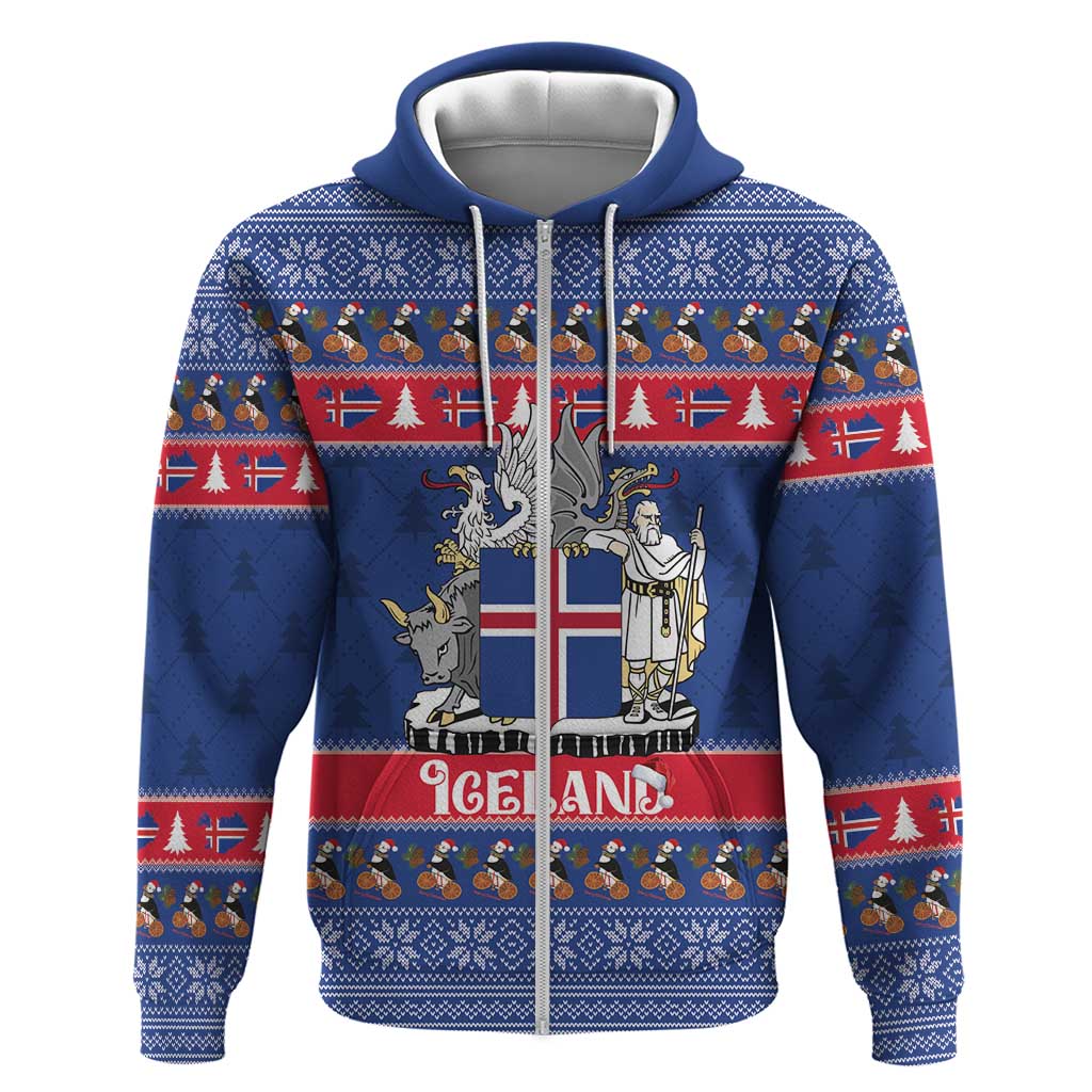 Iceland Christmas Hoodie Coat Of Arms Christmas Pattern - Wonder Print Shop