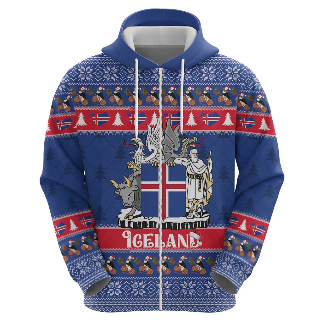 Iceland Christmas Hoodie Coat Of Arms Christmas Pattern - Wonder Print Shop
