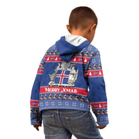 Iceland Christmas Kid Hoodie Coat Of Arms Christmas Pattern - Wonder Print Shop