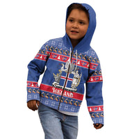 Iceland Christmas Kid Hoodie Coat Of Arms Christmas Pattern - Wonder Print Shop