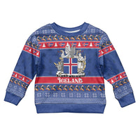 Iceland Christmas Kid Ugly Christmas Sweater Coat Of Arms Christmas Pattern - Wonder Print Shop