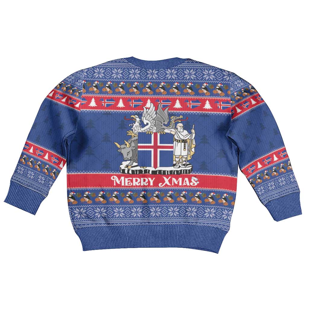 Iceland Christmas Kid Ugly Christmas Sweater Coat Of Arms Christmas Pattern - Wonder Print Shop