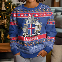 Iceland Christmas Kid Ugly Christmas Sweater Coat Of Arms Christmas Pattern - Wonder Print Shop