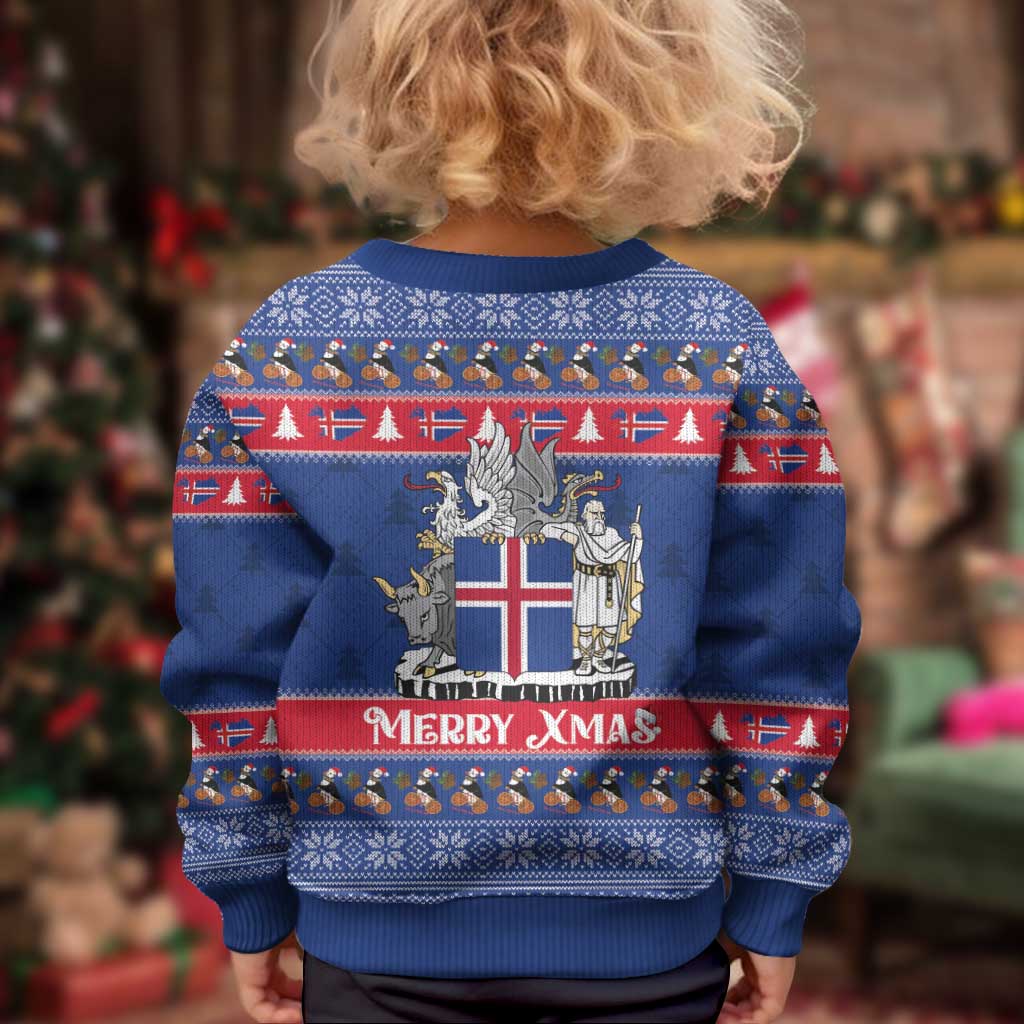 Iceland Christmas Kid Ugly Christmas Sweater Coat Of Arms Christmas Pattern - Wonder Print Shop