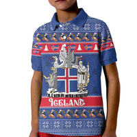 Iceland Christmas Kid Polo Shirt Coat Of Arms Christmas Pattern - Wonder Print Shop