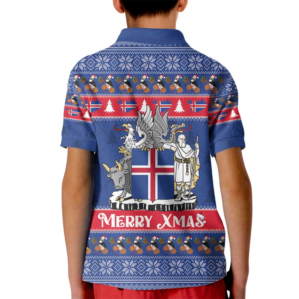Iceland Christmas Kid Polo Shirt Coat Of Arms Christmas Pattern - Wonder Print Shop