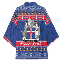 Iceland Christmas Kimono Coat Of Arms Christmas Pattern - Wonder Print Shop