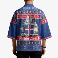 Iceland Christmas Kimono Coat Of Arms Christmas Pattern - Wonder Print Shop