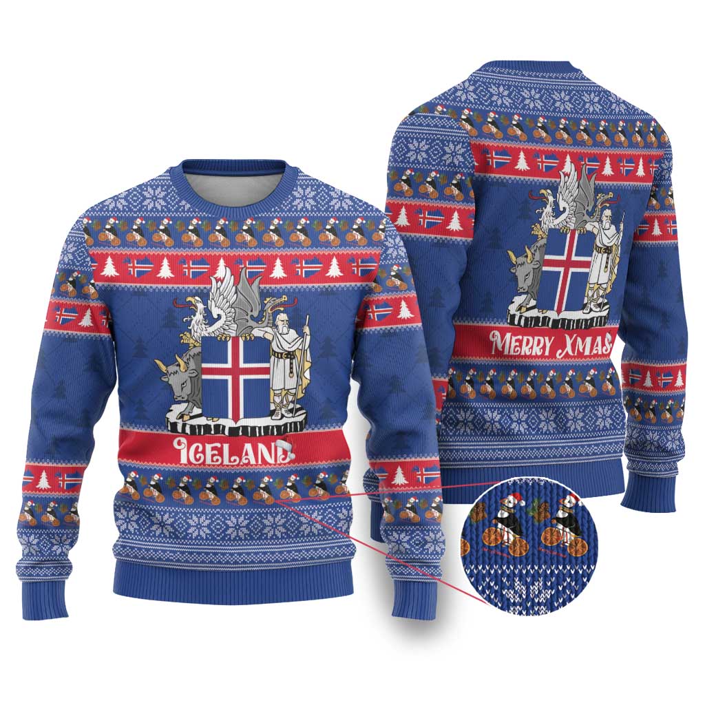Iceland Christmas Ugly Christmas Sweater Coat Of Arms Christmas Pattern - Wonder Print Shop