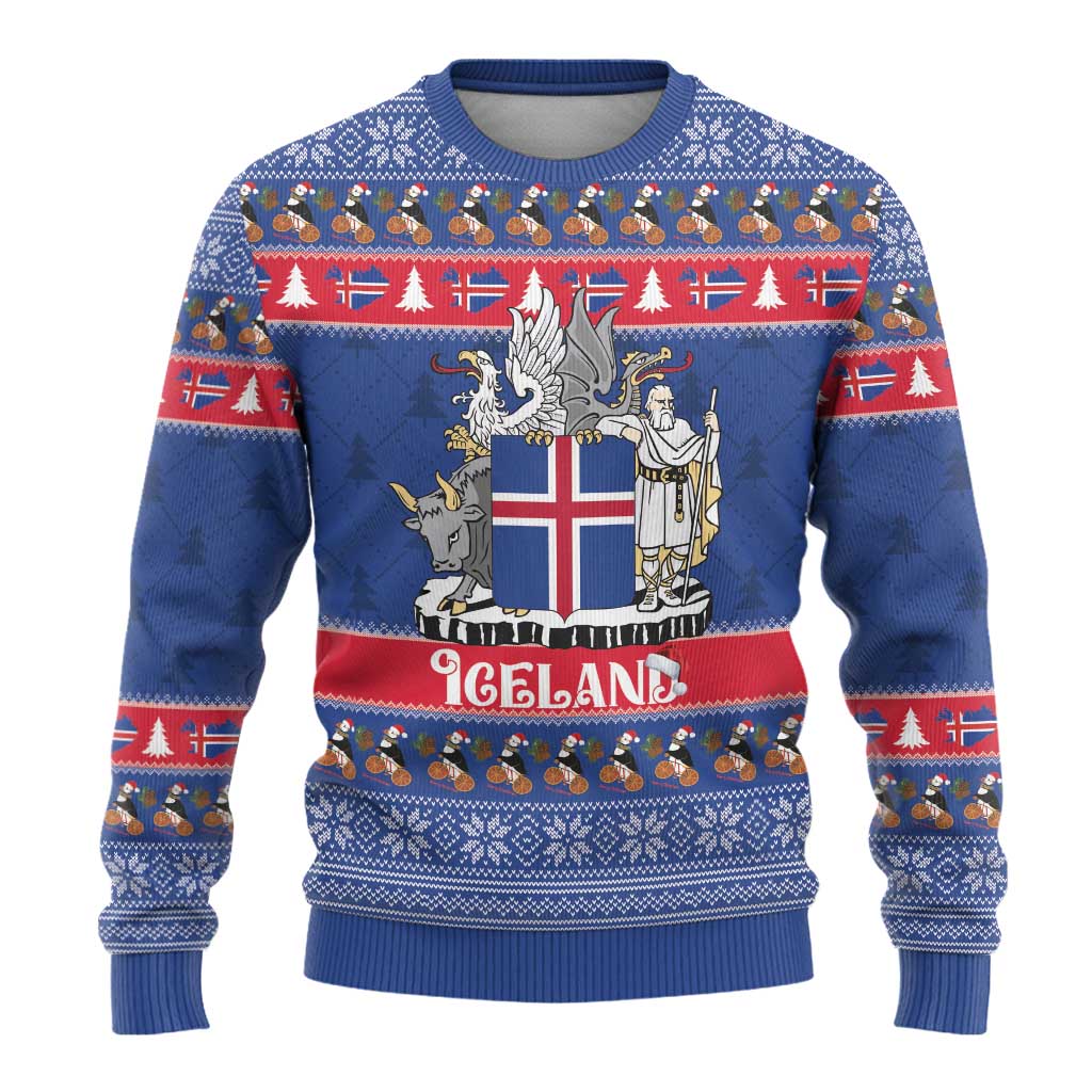 Iceland Christmas Ugly Christmas Sweater Coat Of Arms Christmas Pattern - Wonder Print Shop