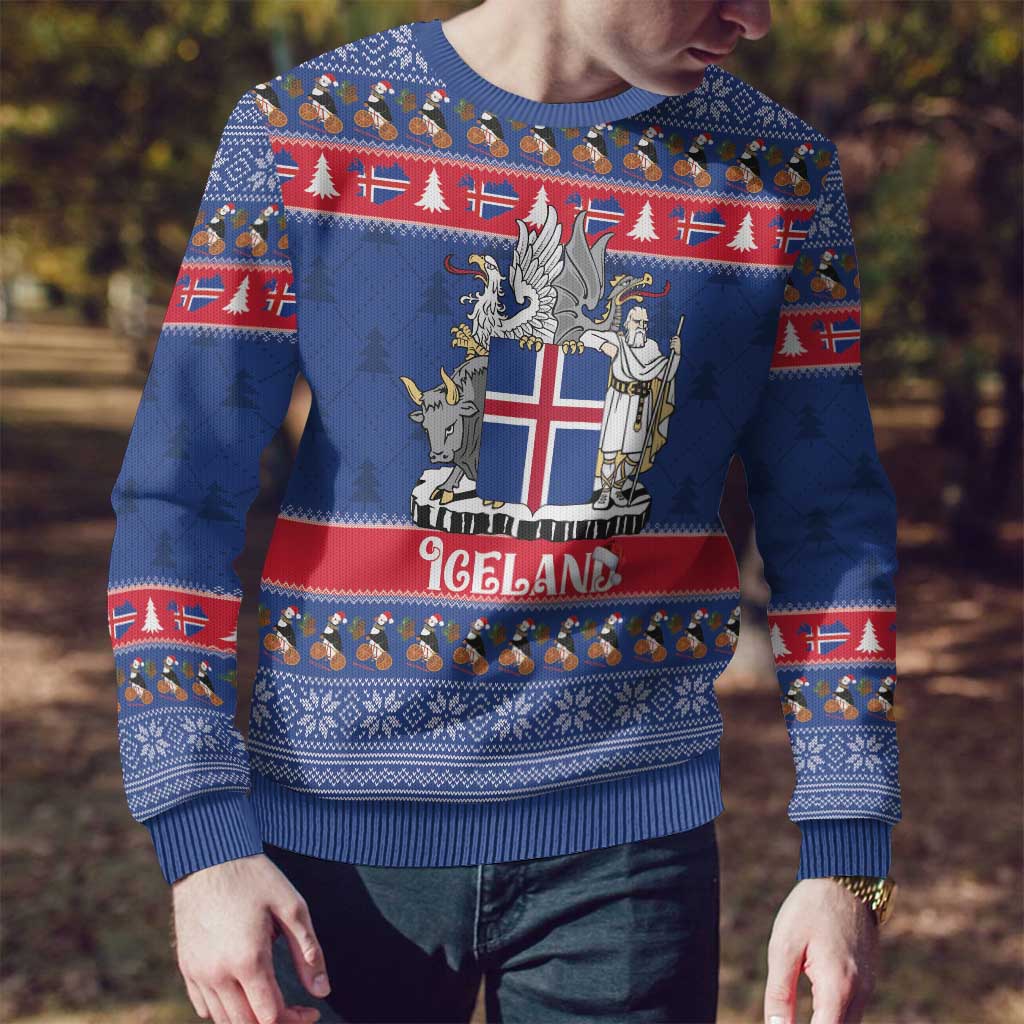 Iceland Christmas Ugly Christmas Sweater Coat Of Arms Christmas Pattern - Wonder Print Shop