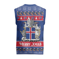 Iceland Christmas Knitted V-Neck Vest Coat Of Arms Christmas Pattern - Wonder Print Shop