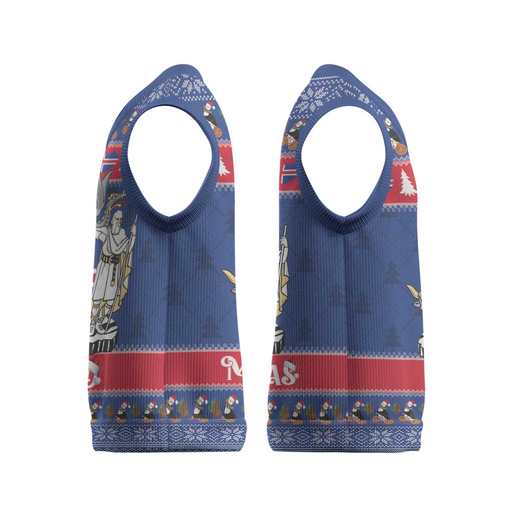 Iceland Christmas Knitted V-Neck Vest Coat Of Arms Christmas Pattern - Wonder Print Shop