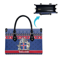 Iceland Christmas Leather Bag Coat Of Arms Christmas Pattern - Wonder Print Shop