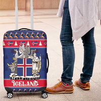 Iceland Christmas Luggage Cover Coat Of Arms Christmas Pattern - Wonder Print Shop