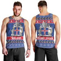 Iceland Christmas Men Tank Top Coat Of Arms Christmas Pattern - Wonder Print Shop
