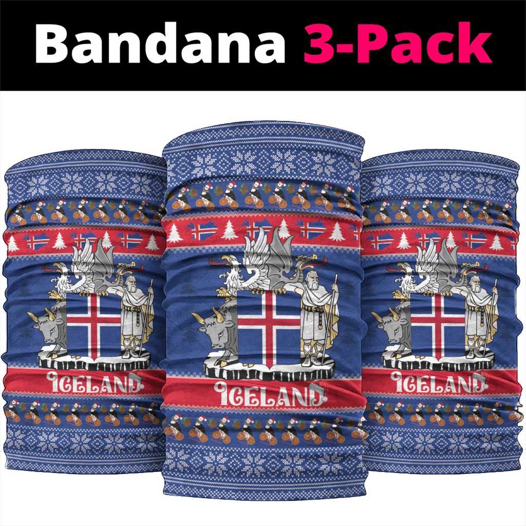 Iceland Christmas Neck Gaiter Coat Of Arms Christmas Pattern - Wonder Print Shop