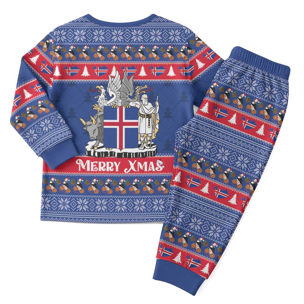 Iceland Christmas Pajama Set Coat Of Arms Christmas Pattern - Wonder Print Shop