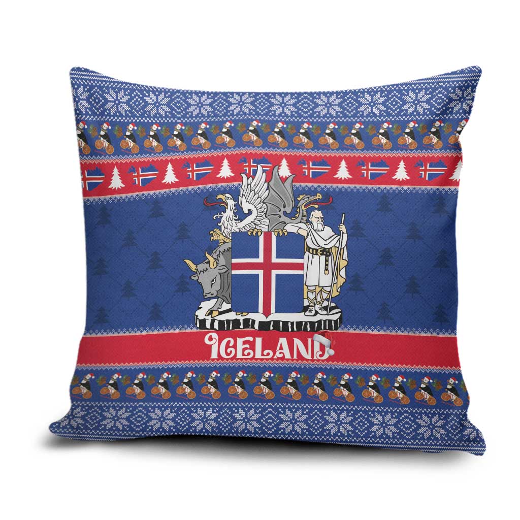 Iceland Christmas Pillow Cover Coat Of Arms Christmas Pattern - Wonder Print Shop