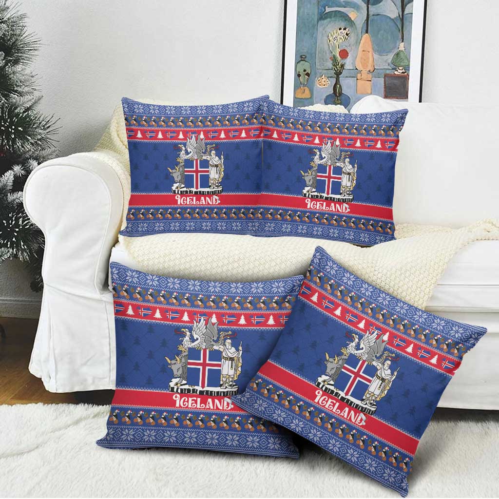 Iceland Christmas Pillow Cover Coat Of Arms Christmas Pattern - Wonder Print Shop
