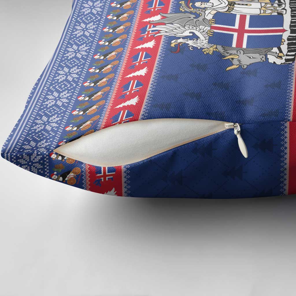 Iceland Christmas Pillow Cover Coat Of Arms Christmas Pattern - Wonder Print Shop