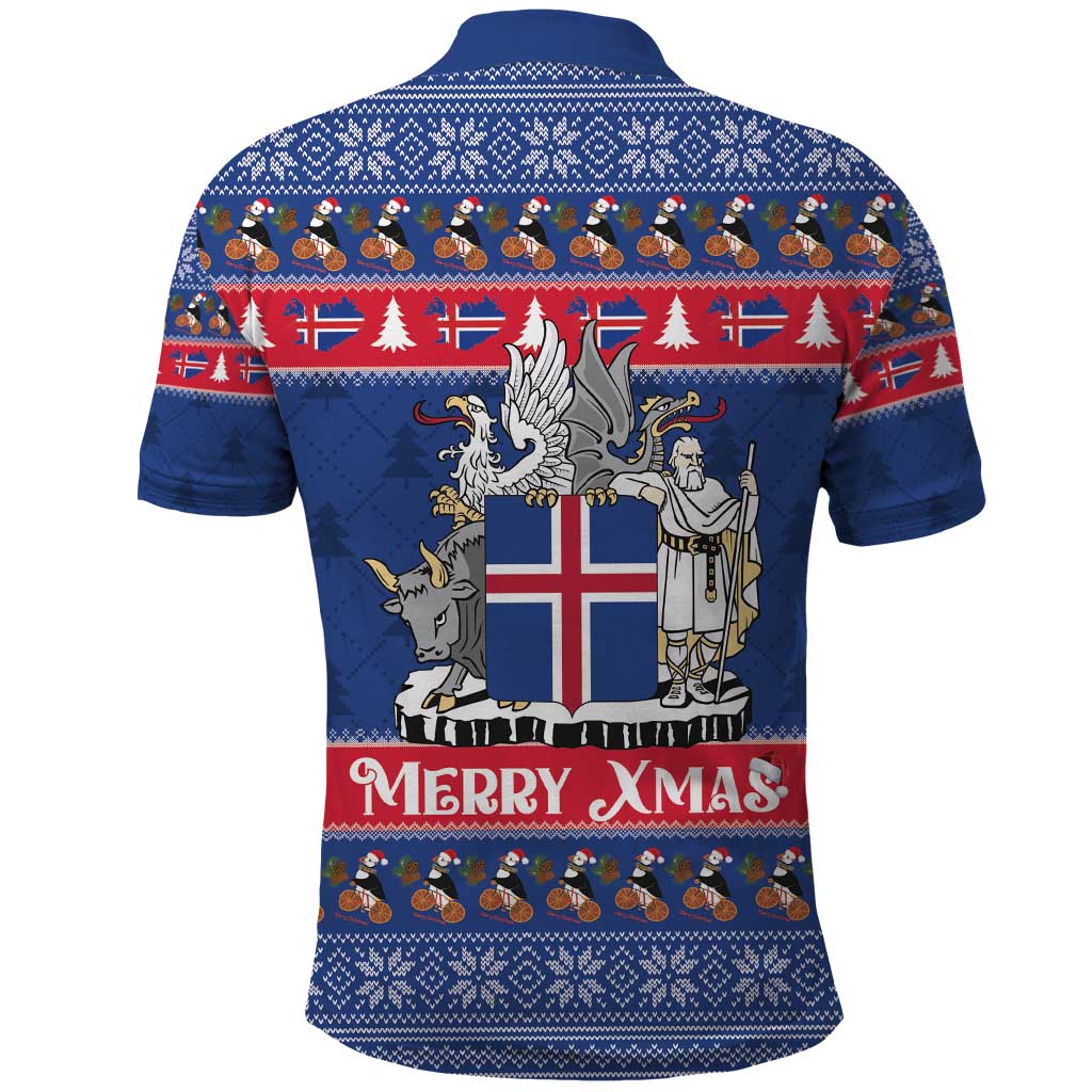 Iceland Christmas Polo Shirt Coat Of Arms Christmas Pattern - Wonder Print Shop