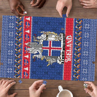 Iceland Christmas Puzzle Coat Of Arms Christmas Pattern - Wonder Print Shop