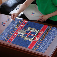 Iceland Christmas Puzzle Coat Of Arms Christmas Pattern - Wonder Print Shop