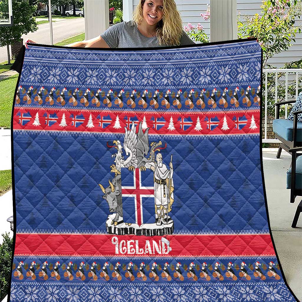 Iceland Christmas Quilt Coat Of Arms Christmas Pattern - Wonder Print Shop