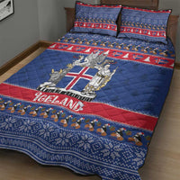 Iceland Christmas Quilt Bed Set Coat Of Arms Christmas Pattern - Wonder Print Shop