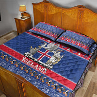 Iceland Christmas Quilt Bed Set Coat Of Arms Christmas Pattern - Wonder Print Shop