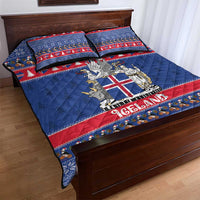 Iceland Christmas Quilt Bed Set Coat Of Arms Christmas Pattern - Wonder Print Shop