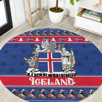 Iceland Christmas Round Carpet Coat Of Arms Christmas Pattern - Wonder Print Shop