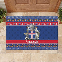 Iceland Christmas Rubber Doormat Coat Of Arms Christmas Pattern - Wonder Print Shop