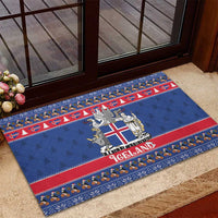Iceland Christmas Rubber Doormat Coat Of Arms Christmas Pattern - Wonder Print Shop