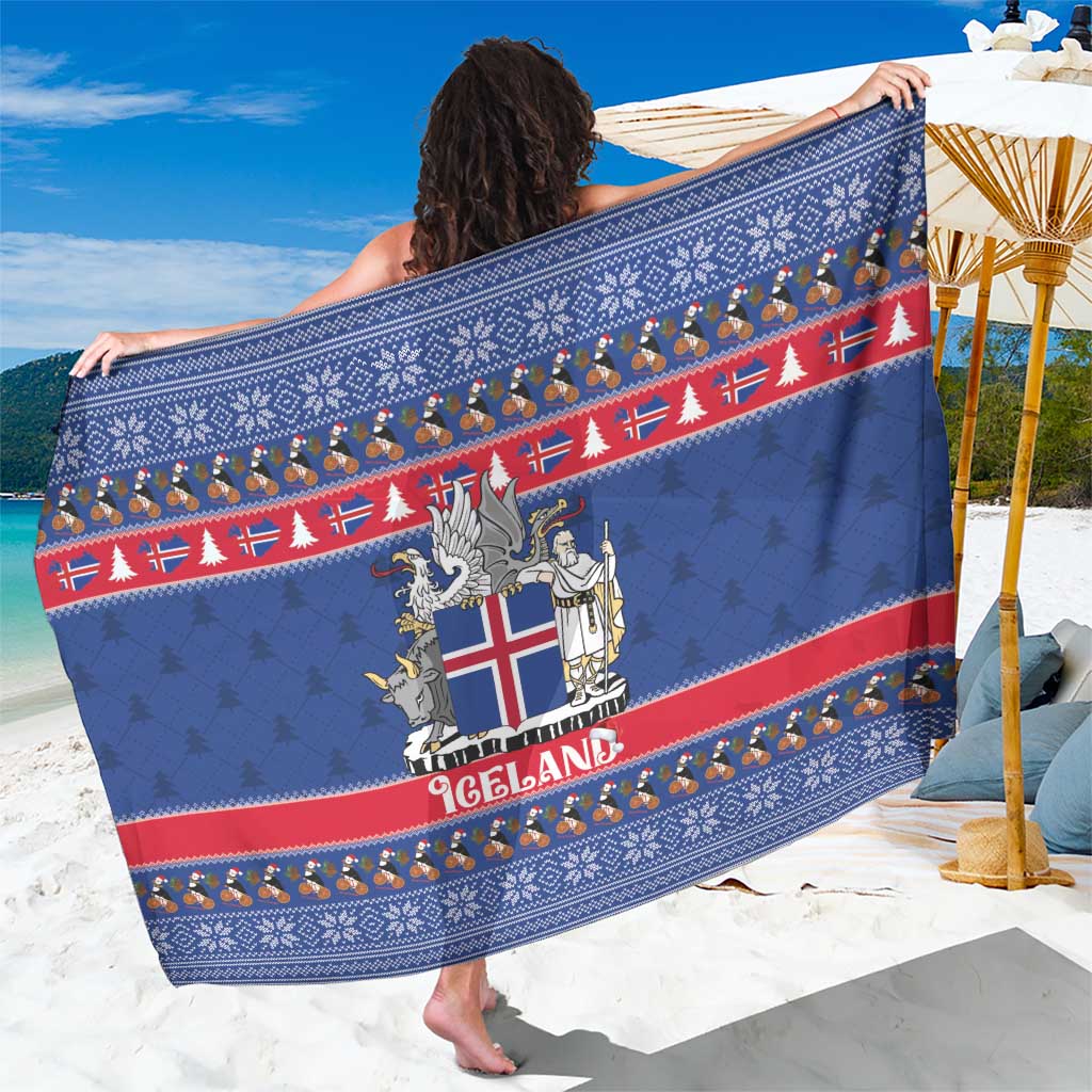Iceland Christmas Sarong Coat Of Arms Christmas Pattern - Wonder Print Shop