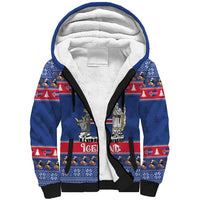 Iceland Christmas Sherpa Hoodie Coat Of Arms Christmas Pattern - Wonder Print Shop