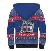 Iceland Christmas Sherpa Hoodie Coat Of Arms Christmas Pattern - Wonder Print Shop