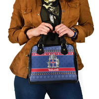 Iceland Christmas Shoulder Handbag Coat Of Arms Christmas Pattern - Wonder Print Shop