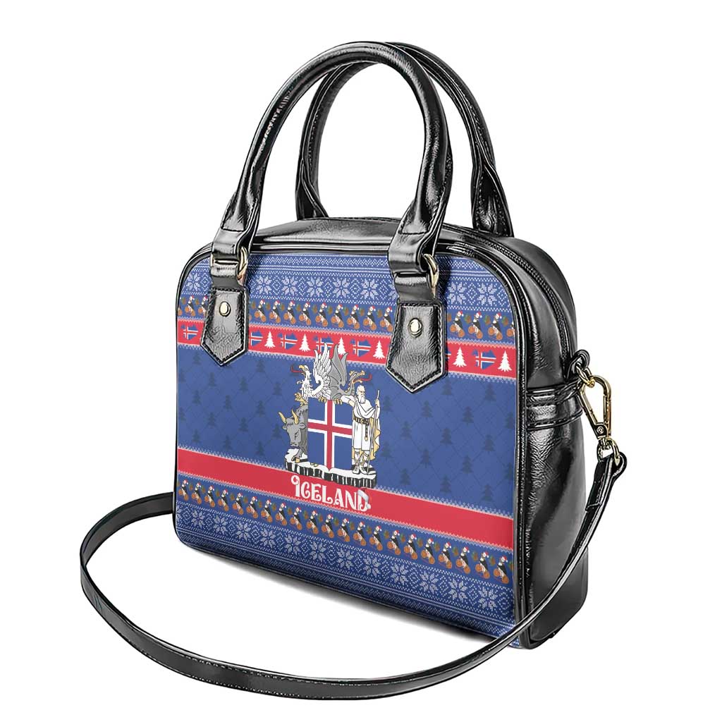 Iceland Christmas Shoulder Handbag Coat Of Arms Christmas Pattern - Wonder Print Shop