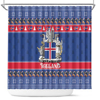Iceland Christmas Shower Curtain Coat Of Arms Christmas Pattern - Wonder Print Shop